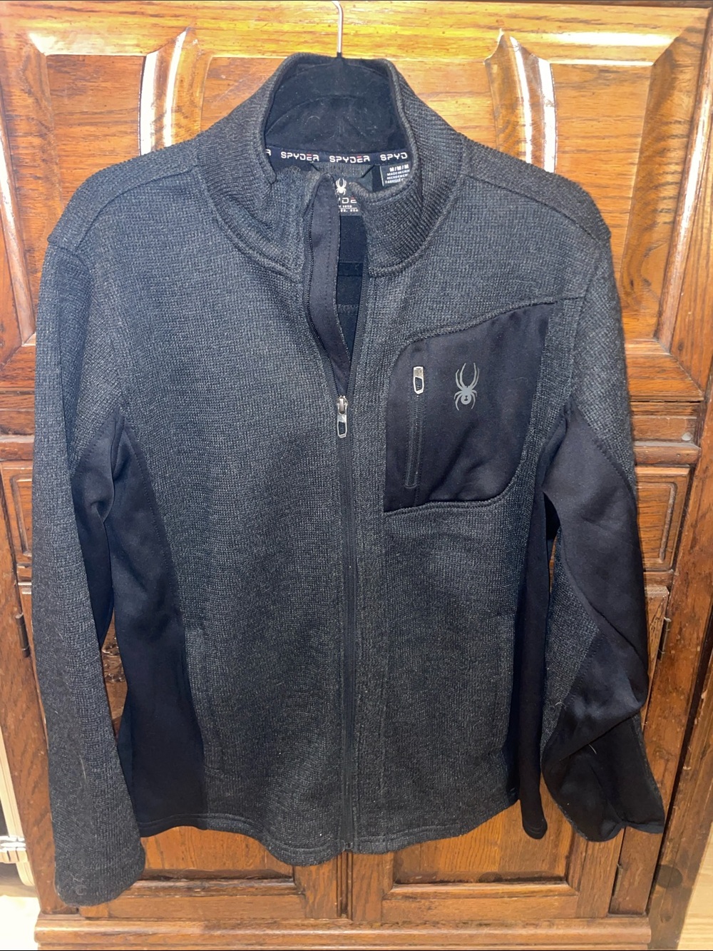 Spyder Men's Charcoal and Black Zip-Up Sweater Jacket